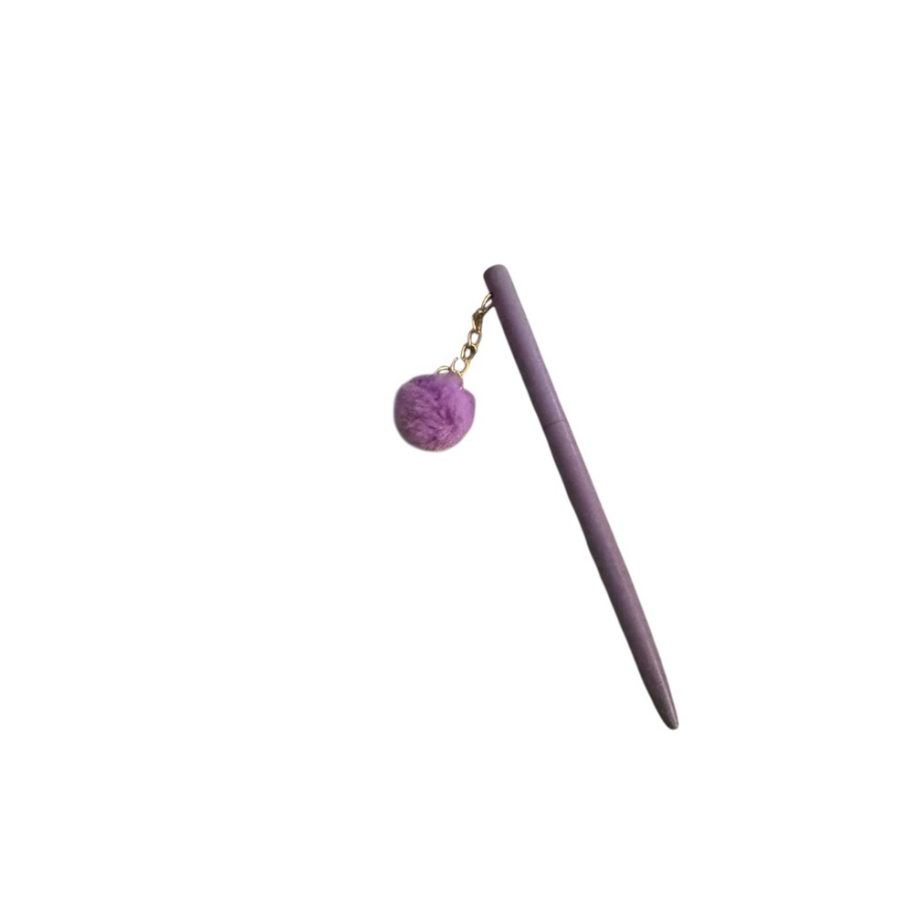 Purple Pom-Pom Ballpoint Pen - Cute Fuzzy Charm Gift-Ready Desk Accessory